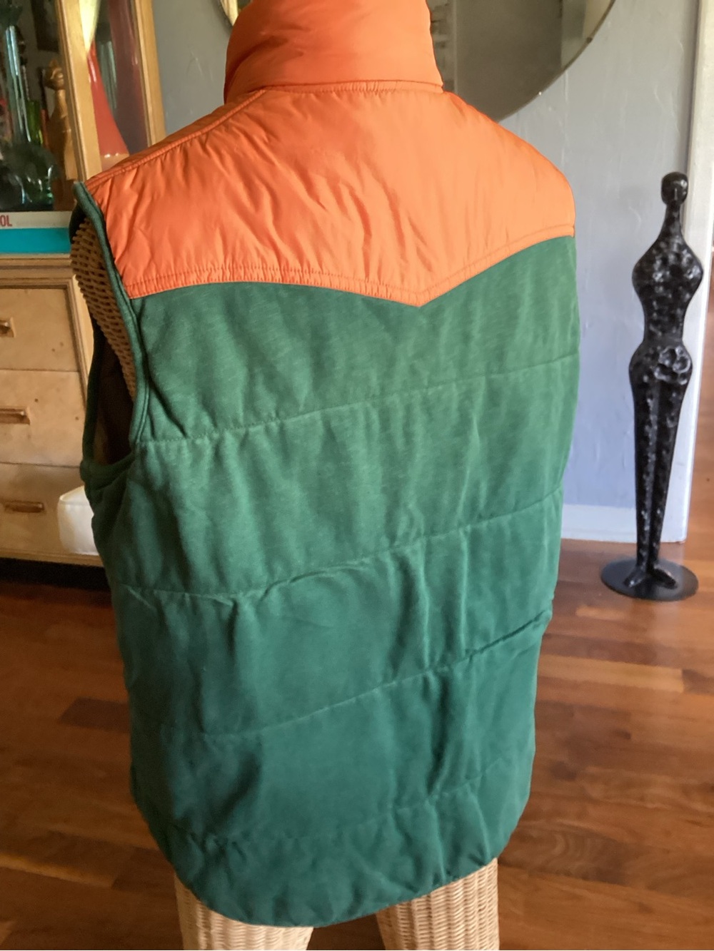 Vintage Polo Ralph Lauren Green Quilted Vest with Orange Yoke - Picture 4 of 14